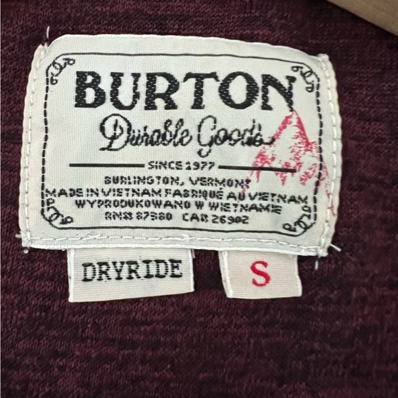 Burton Men's Oak Full-Zip Hoodie Utility Technical Dryride Heather Burgundy S - Picture 14 of 15